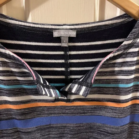 Talbots Women's Multi-Color Stripe Shift Drawstring Waist Comfy Dress ~ Small - Picture 6 of 10